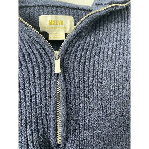 Maeve Navy Blue Sweater Best Turtleneck Size Medium Nautical Preppy Classic - Picture 3 of 8